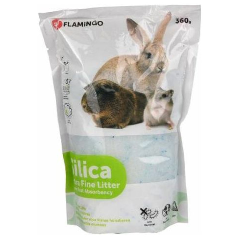 Flamingo SMALL ANIMAL LITTER SILICA 360 gr - silikona pakai&scaron;i jūrascūciņām un kāmjiem
