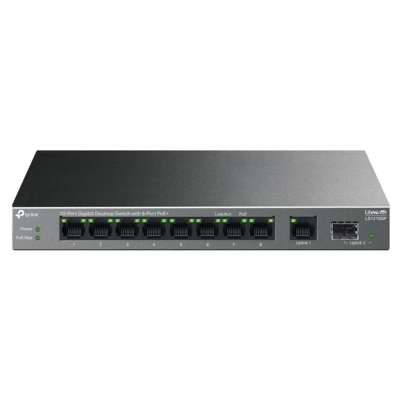 Tp-Link Switch|TP-LINK|LS1210GP|9x10Base-T / 100Base-TX / 1000Base-T|1xSFP|PoE+ ports 8|LS1210GP