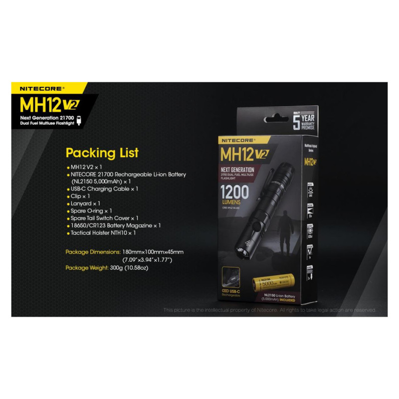 Nitecore FLASHLIGHT MH SERIES/1200 LUMENS MH12 V2 NITECORE
