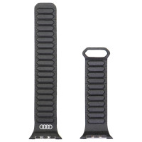 Audi Logo Genuine Leather Magnetic Ring Strap for Apple Watch 44 / 45 / 46 / 49 mm - Black