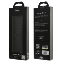 Audi Logo Genuine Leather Magnetic Ring Strap for Apple Watch 44 / 45 / 46 / 49 mm - Black