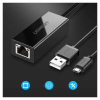Ugreen 30985 external network card for Chromecast with micro USB / USB-A connectors 100Mb/s 1m - black