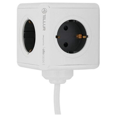 Tellur Power Cube Extended, Power strip 4 Outlets + 2xUSB ports, 1.5m cable white