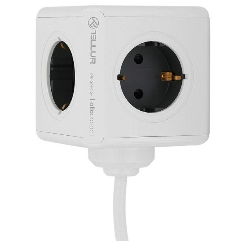 Tellur Power Cube Extended, Power strip 4 Outlets + 2xUSB ports, 1.5m cable white