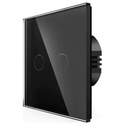 Spring Two Gang, One Way Touch Switch, Glass Black