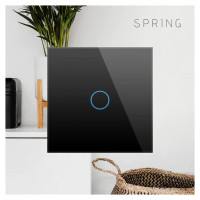 Spring Two Gang, One Way Touch Switch, Glass Black