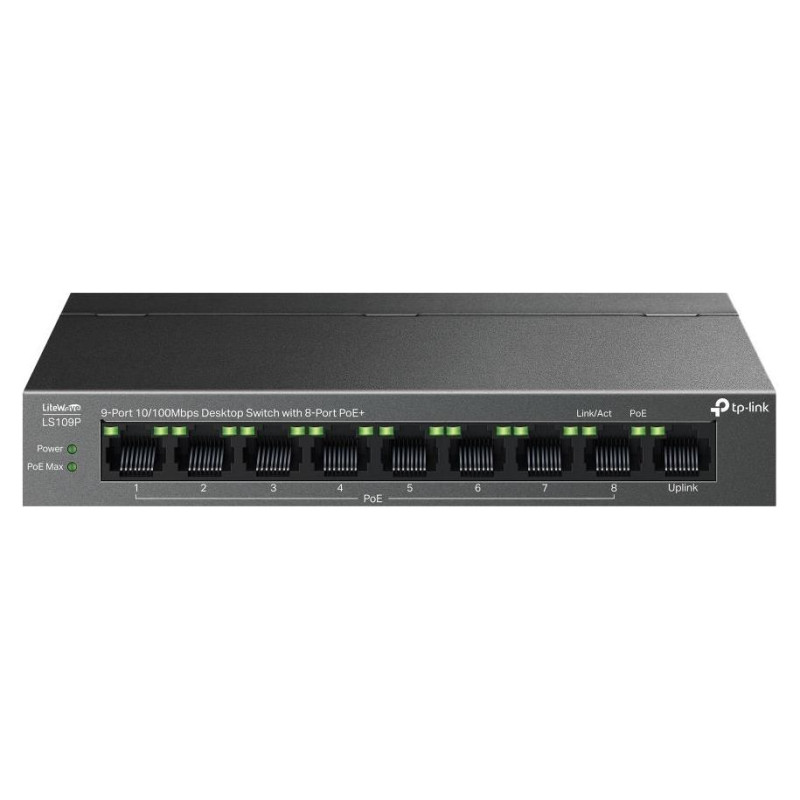 Tp-Link Switch|TP-LINK|LS109P|Desktop/pedestal|9x10Base-T / 100Base-TX|PoE+ ports 8|LS109P