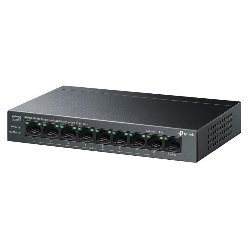 Tp-Link Switch|TP-LINK|LS109P|Desktop/pedestal|9x10Base-T / 100Base-TX|PoE+ ports 8|LS109P