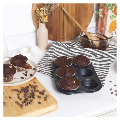 Salter BW07035BRMFOB Megastone 6 Cup Muffin Pan