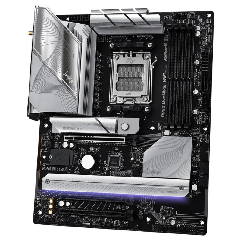 Asrock Mainboard|ASROCK|AMD B850|SAM5|ATX|Memory DDR5|Memory slots 4|2xPCI-Express 4.0 16x|1xPCI-Express 5.0 16x|1xM.2|1xHDMI|1xDisplayPort|1xAudio-In|1xAudio-Out|2xUSB 2.0|1xUSB-C|1xOptical S/PDIF|1xRJ45|B850LIVEMIXERWIFI