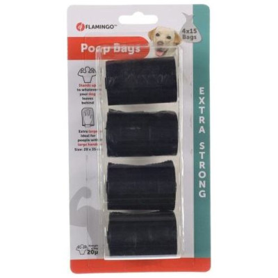 Flamingo atkritumu maisiņi liek&scaron;ķerei (KF70948) BIG BLACK 4x15PCS 28x35CM