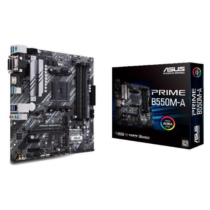 Asus Mainboard|ASUS|AMD B550|SAM4|MicroATX|Memory DDR4|Memory slots 4|2xPCI-Express 3.0 1x|1xPCI-Express 4.0 16x|2xM.2|1x15pin D-sub|1xDVI-D|1xHDMI|6xUSB 3.2|1xPS/2|1xRJ45|3xAudio port|PRIMEB550M-A