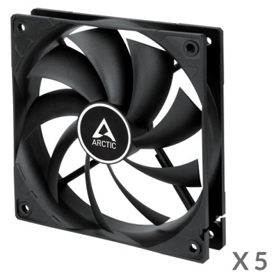 Arctic F12 PWM Case Fan, 4-pin, 120mm, Black, 5 pcs
