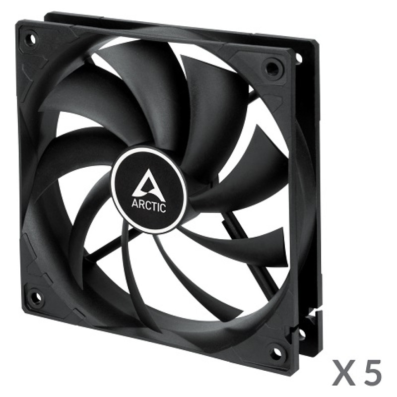 Arctic F12 PWM Case Fan, 4-pin, 120mm, Black, 5 pcs