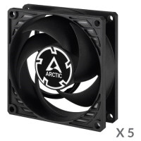 Arctic P8 Silent Pressure-Optimised Extra Quiet Fans, 3-pin, 80mm, black, 5pcs
