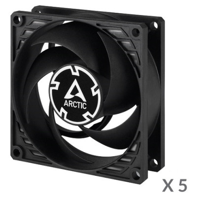 Arctic P8 Silent Pressure-Optimised Extra Quiet Fans, 3-pin, 80mm, black, 5pcs