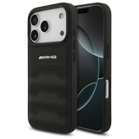 Mercedes AMG Leather Debossed Lines Logo Case for iPhone 17 Pro - Black