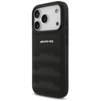 Mercedes AMG Leather Debossed Lines Logo Case for iPhone 17 Pro - Black