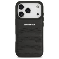 Mercedes AMG Leather Debossed Lines Logo Case for iPhone 17 Pro - Black