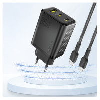 Dudao A29 65W GaN Wall Charger 2 x USB-C + 1 x USB-A - Black