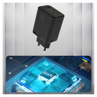 Dudao A29 65W GaN Wall Charger 2 x USB-C + 1 x USB-A - Black