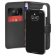 Puro Wallet Stand case for iPhone 17 made of eco-leather, with a flap, wallet and stand function - black