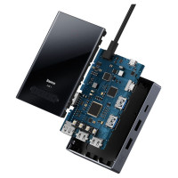 Baseus PioneerJoy 8-in-1 USB-C hub HDMI 4K@60Hz + HDMI 4K@30Hz + DisplayPort 8K@30Hz + VGA + 2 x USB-A 3.0 + 2 x USB-C - gray