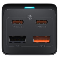 Baseus GaN3 Pro 65W EU Charging Station + 2 x USB-C + 2 x USB-A with Baseus Xiaobai USB-C 100W 1m Cable - Black