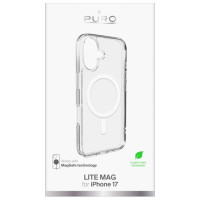 Puro Lite Mag TPU+PC Case Compatible with MagSafe for iPhone 17 - Transparent with White Ring