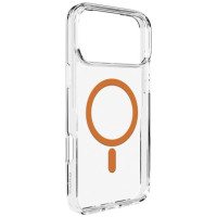 Puro Lite Mag TPU+PC Case Compatible with MagSafe for iPhone 17 Pro - Transparent with Orange Ring