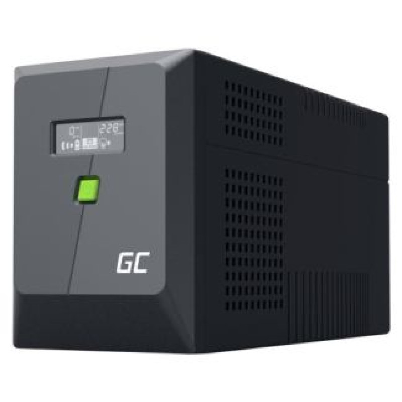 Green Cell Nepārtrauktas baro&scaron;anas bloks Green Cell PowerProof LCD UPS 1500VA 900W USB 4x Schuko + IEC