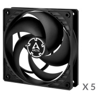 Arctic P12 Pressure-Optimised Fans, 3-pin, 5-fan pack, black
