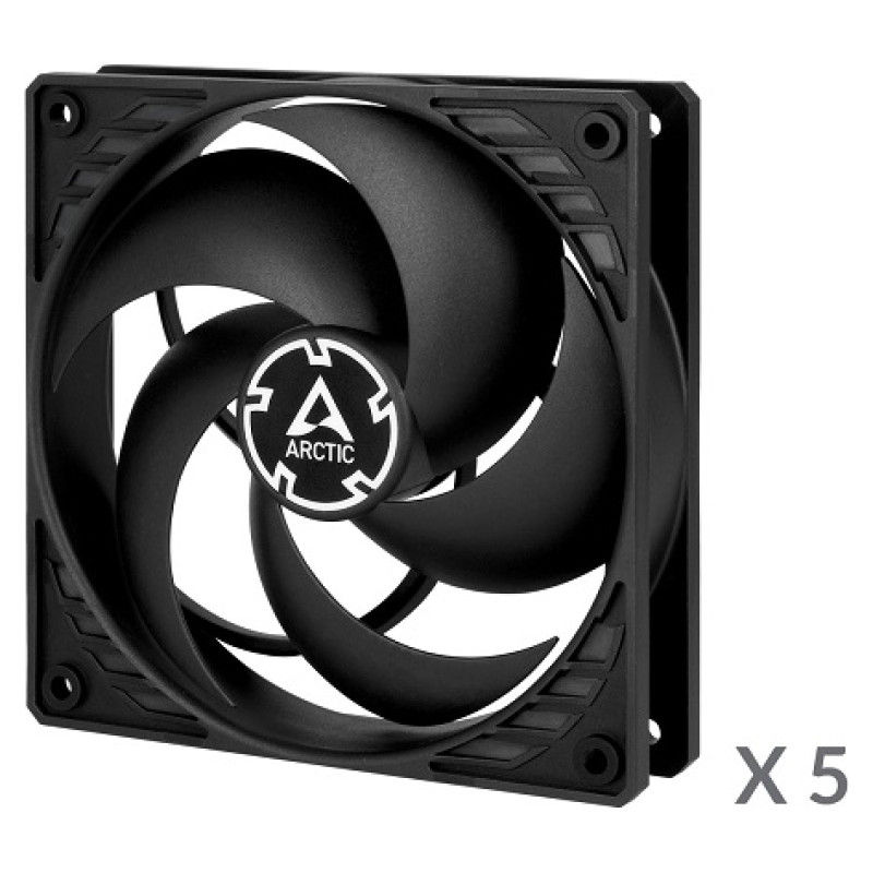 Arctic P12 Pressure-Optimised Fans, 3-pin, 5-fan pack, black