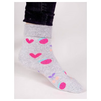 Yoclub Zeķes frotē 31/34 SKF-0003 grey hearts