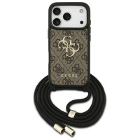 Guess 4G Big Logo Cord Stap Crossbody Case for iPhone 17 Pro - Brown