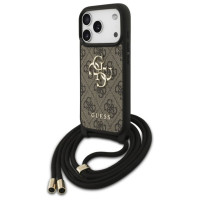 Guess 4G Big Logo Cord Stap Crossbody Case for iPhone 17 Pro - Brown