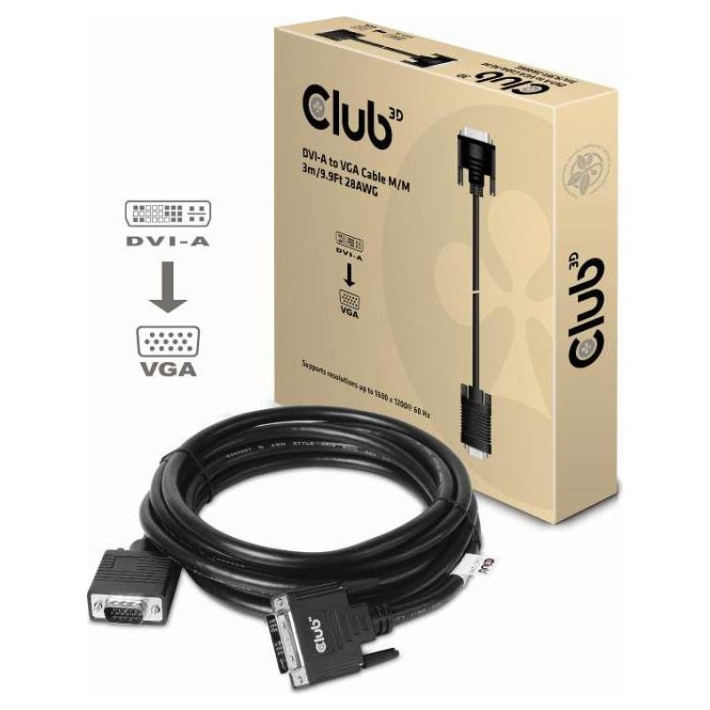 Club3D CABLE DVI-A TO VGA 3M/M/M CAC-1243 CLUB3D