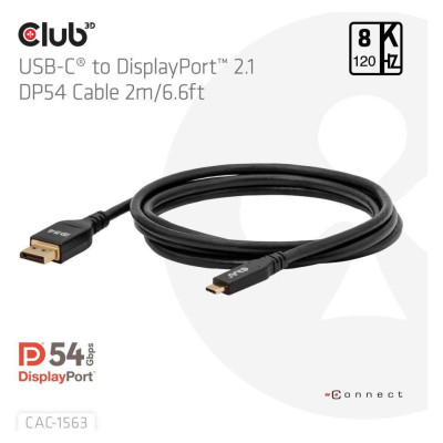 Club3D CABLE USB-C TO DP 2M/M/M CAC-1563 CLUB3D