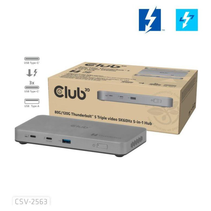 Club3D I/O HUB THUNDERBOLT 5IN1/180W CSV-2563 CLUB3D