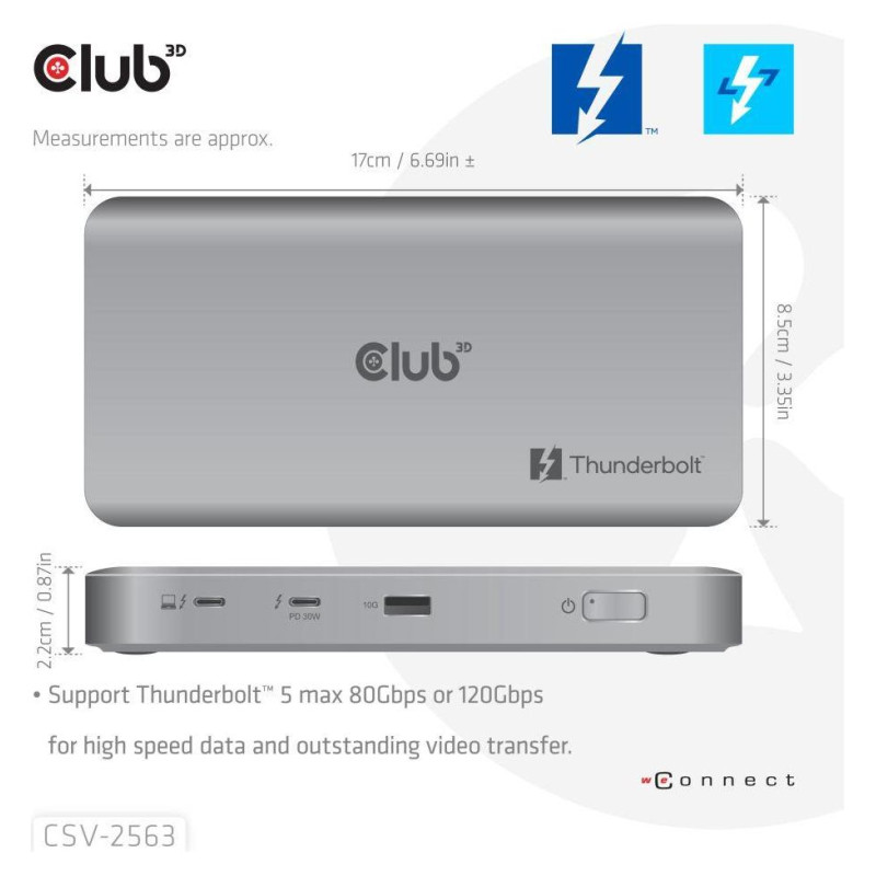 Club3D I/O HUB THUNDERBOLT 5IN1/180W CSV-2563 CLUB3D