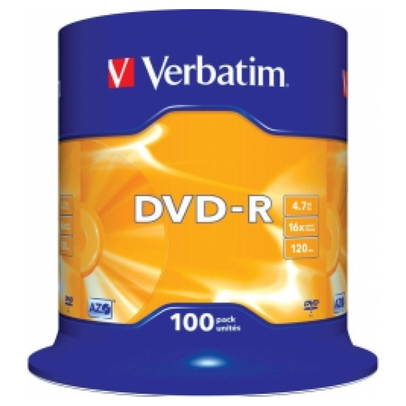 Verbatim Matricas DVD-R AZO Verbatim 4.7GB 16x 100 Pack Spindle