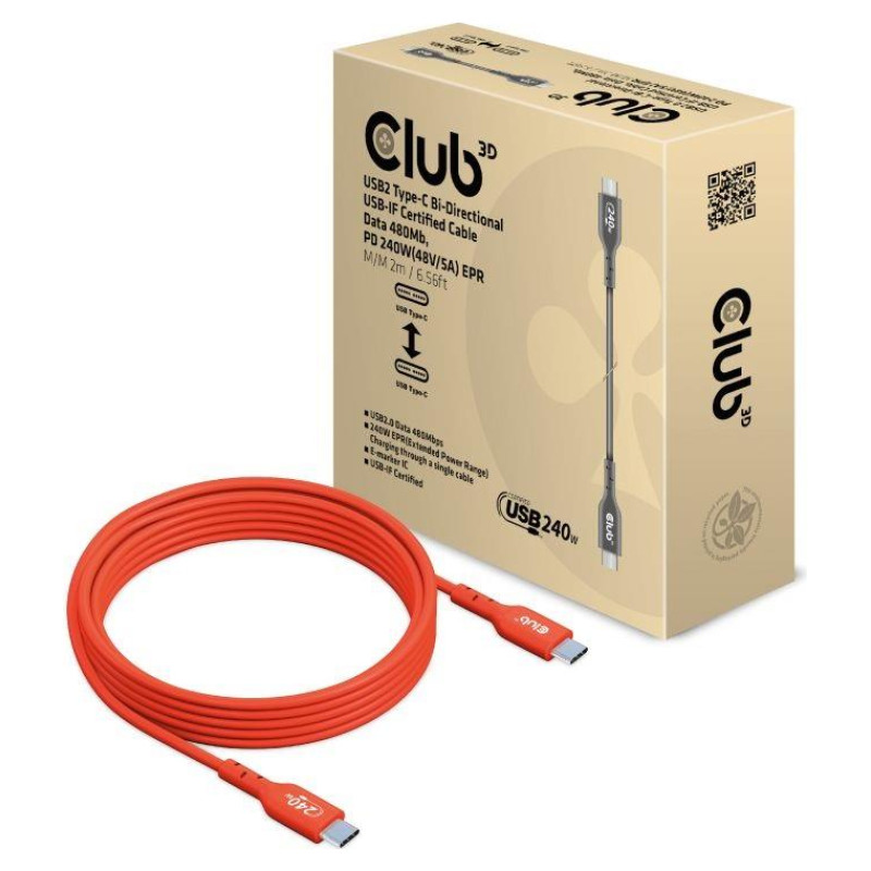 Club3D CABLE USB-C TO USB-C 2M/M/M CAC-1573 CLUB3D