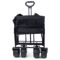 Wozinsky WZP-100 beach, tourist, garden trolley, durable, wide wheels, with safety net up to 100 kg - black
