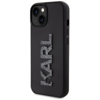 Karl Lagerfeld 3D Rubber Glitter Logo case for iPhone 15 Plus - black