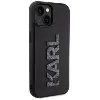 Karl Lagerfeld 3D Rubber Glitter Logo case for iPhone 15 Plus - black