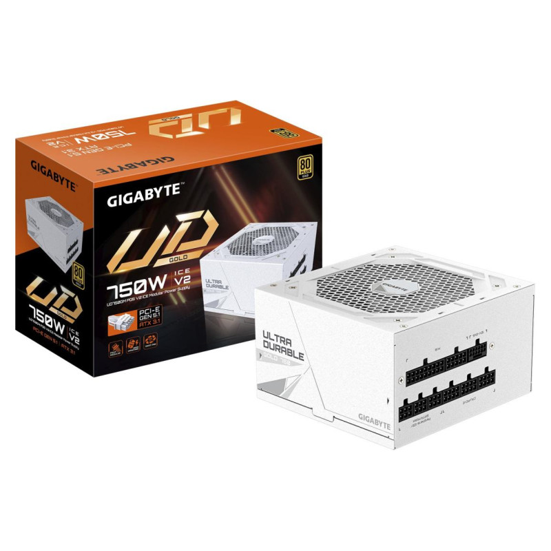 Gigabyte Power Supply|GIGABYTE|UD750GM PG5 ICE|ATX 3.1|750 Watts|Efficiency 80 PLUS GOLD|PFC Active|MTBF 100000 hours|GP-UD750GMPG5ICE