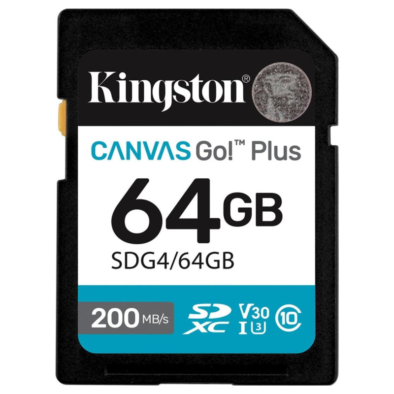 Kingston 64GB SDXC Canvas Go Plus Gen4 200MB/s C10 UHS-I U3 V30