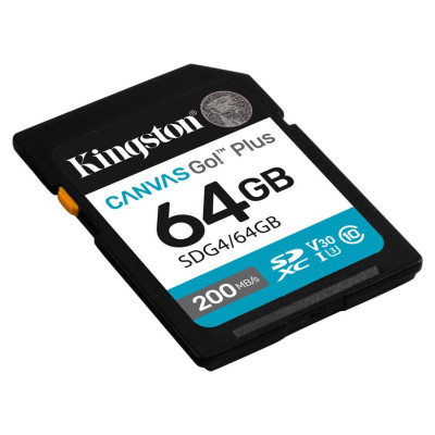 Kingston 64GB SDXC Canvas Go Plus Gen4 200MB/s C10 UHS-I U3 V30