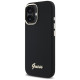 Guess Silicone Script Metal Logo & Frame Case for iPhone 16 - Black