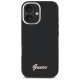 Guess Silicone Script Metal Logo & Frame Case for iPhone 16 - Black